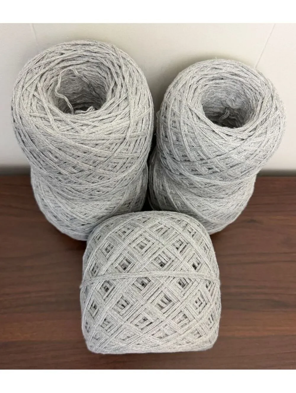 Reclaimed 100% Cotton Worsted Yarn 1512 Yds Light Gray 700g (5 Cakes)